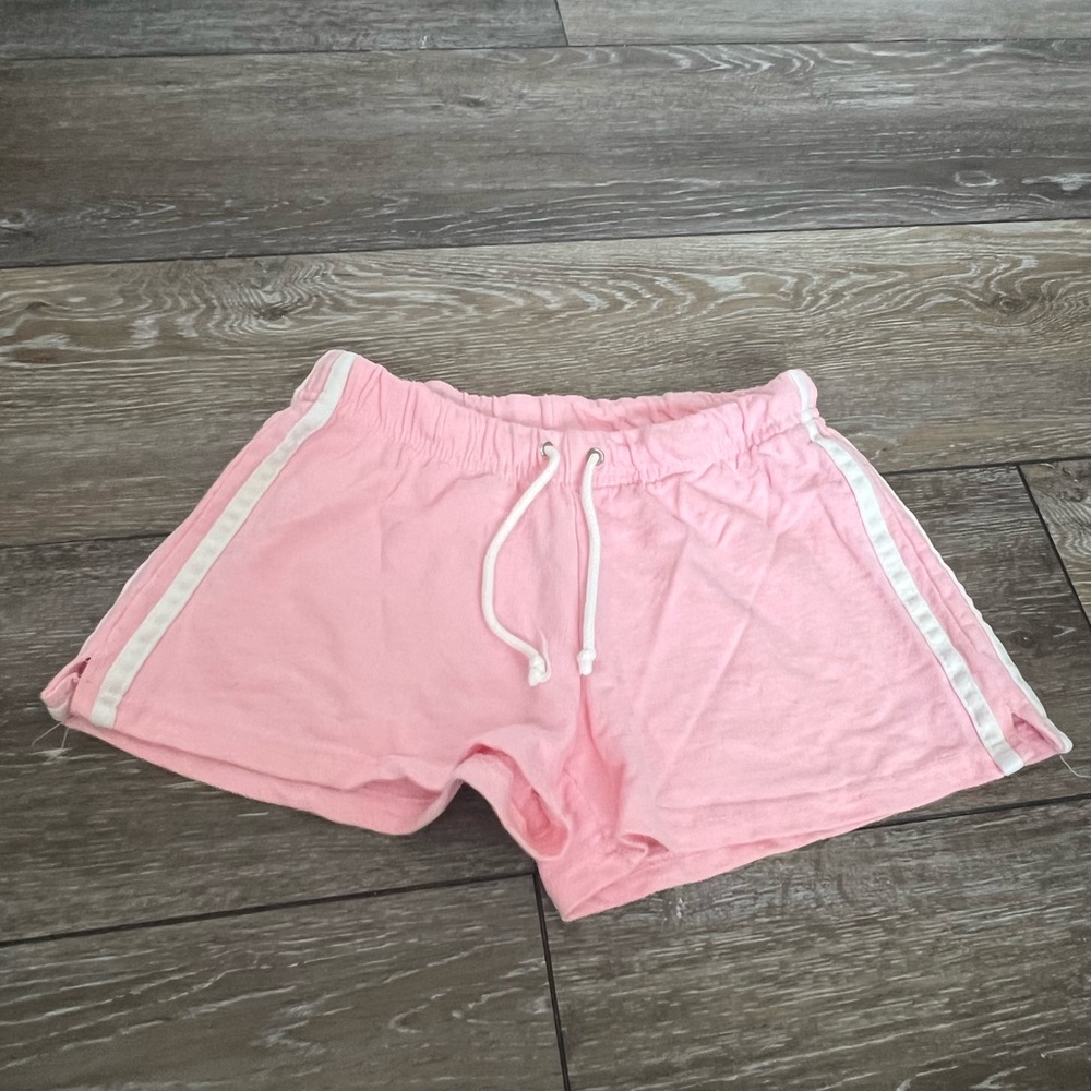 Light Pink Athletic Shorts with White Accents